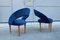 Italian Blue Cobalt Velvet, Maple & Brass Bedroom Chairs, 1950s, Set of 2 7
