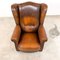 Vintage Sheep Leather Wingback Armchair by Joris 8