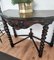 French Console Table in Carved Oak with Beveled Top & Barley Twist Legs 8