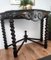 French Console Table in Carved Oak with Beveled Top & Barley Twist Legs 4