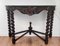 French Console Table in Carved Oak with Beveled Top & Barley Twist Legs 9