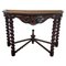 French Console Table in Carved Oak with Beveled Top & Barley Twist Legs, Image 1