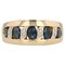 Modern French 18 Karat Yellow Gold Band Ring with Sapphires and Diamonds 1