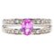 Anillo francés moderno de oro blanco de 18 quilates con zafiro rosa y diamantes, Imagen 1