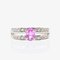 Bague Moderne en Or Blanc 18 Carat avec Saphir Rose et Diamants 12