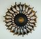 Big Mid-Century Brutalist Black & Copper Iron Sunburst Wall Lamp, 1960s, Image 3