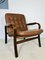 Dänischer Vintage Mid-Century Sessel aus cognacfarbenem Kunstleder & Palisander 6