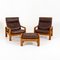 Armchairs with Stool, Denmark, Mid-20th Century, Set of 3 5