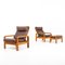 Armchairs with Stool, Denmark, Mid-20th Century, Set of 3 7