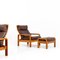 Armchairs with Stool, Denmark, Mid-20th Century, Set of 3 10