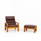Armchairs with Stool, Denmark, Mid-20th Century, Set of 3, Image 9
