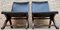 Mid-Century Modern Spanish Black Leather Slipper Chairs by Pierre Lottier for Valenti, 1940s, Set of 2, Image 14