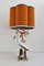 Mid-Century French Table Lamp with Porcelain Crane or Heron and Flowers, 1970s 1