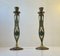 Vintage Israelian Holyland Brass Candlesticks with Green Eliats from Tamar, 1970s, Set of 2 1