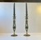 Vintage Israelian Holyland Brass Candlesticks with Green Eliats from Tamar, 1970s, Set of 2, Image 3