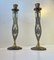 Vintage Israelian Holyland Brass Candlesticks with Green Eliats from Tamar, 1970s, Set of 2 6