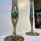 Vintage Israelian Holyland Brass Candlesticks with Green Eliats from Tamar, 1970s, Set of 2 4