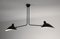 Mid-Century Modern Black Two Fixed Arms Ceiling Lamp by Serge Mouille, Image 2