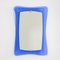 Wall Mirror with Blue Colored Glass Frame and Brass Details from Cristal Art, 1950s 1