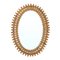 Specchio ovale con cornice in vimini, anni '50, Immagine 4