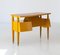 Italian Wooden Desk Table with Brass Details, 1950s 2