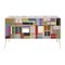 Mid-Century Italian Solid Wood and Colored Glass Sideboard 1