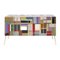 Mid-Century Italian Solid Wood and Colored Glass Sideboard, Image 1