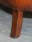 Sofá Chesterfield antiguo de roble y cuero marrón, Imagen 17