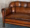 Antikes Chesterfield Sofa aus braunem Leder & Eiche 4