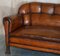 Antique Brown Leather & Oak Chesterfield Sofa 4