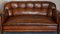 Antique Brown Leather & Oak Chesterfield Sofa 5