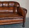 Antikes Chesterfield Sofa aus braunem Leder & Eiche 3