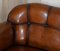 Sofá Chesterfield antiguo de roble y cuero marrón, Imagen 10