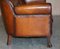 Antikes Chesterfield Sofa aus braunem Leder & Eiche 16