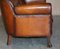 Antique Brown Leather & Oak Chesterfield Sofa 16