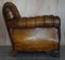Antique Chippendale Style Chesterfield Brown Leather Armchairs, Set of 2, Image 11