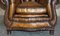 Fauteuils Chesterfield Antique Style Chippendale en Cuir Marron, Set de 2 10