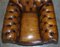 Antique Chippendale Style Chesterfield Brown Leather Armchairs, Set of 2 17