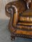 Fauteuils Chesterfield Antique Style Chippendale en Cuir Marron, Set de 2 8