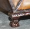 Fauteuils Chesterfield Antique Style Chippendale en Cuir Marron, Set de 2 20