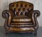 Antike Chesterfield Ledersessel im Chippendale Stil, 2er Set 3