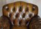 Fauteuils Chesterfield Antique Style Chippendale en Cuir Marron, Set de 2 4