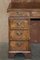 Original Victorian Burr Walnut & Brown Leather Twin Pedestal Desk 3