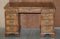 Original Victorian Burr Walnut & Brown Leather Twin Pedestal Desk 2
