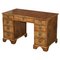 Original Victorian Burr Walnut & Brown Leather Twin Pedestal Desk 1