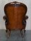 Show Framed Victorian Chesterfield Library Armchair in Brown Leather 19