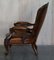 Show Framed Victorian Chesterfield Library Armchair in Brown Leather 20