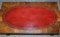 Regency Style Oxblood Leather & Walnut Coffee Table with Lion's Head Handle 6