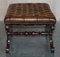 William IV Chesterfield Bank oder Hocker aus Hartholz & braunem Leder, 1830er 17