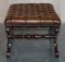 William IV Hardwood & Brown Leather Chesterfield Bench or Stool, 1830s 17